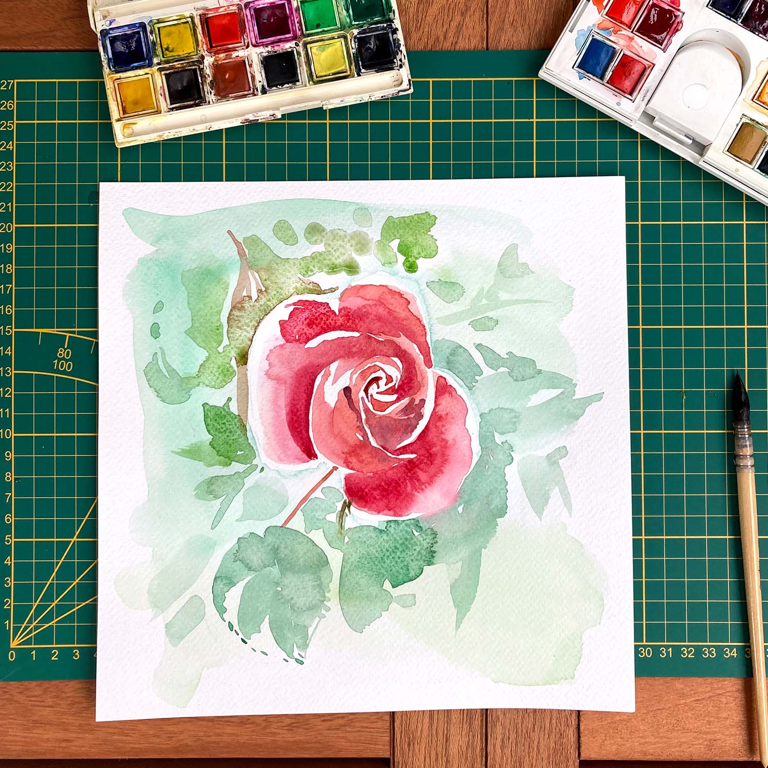 Rose à l'aquarelle